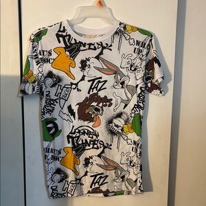 Warner Bros. White and Black Short Sleeve Tee